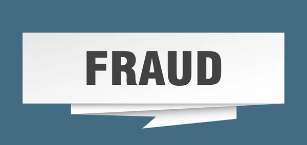 Sinal Fraude Fraude Papel Origami Discurso Bolha Etiqueta Fraude Banner — Vetor de Stock