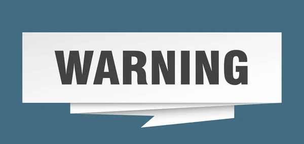 Warnzeichen Warnung Papier Origami Sprechblase Warnschild Warnbanner — Stockvektor