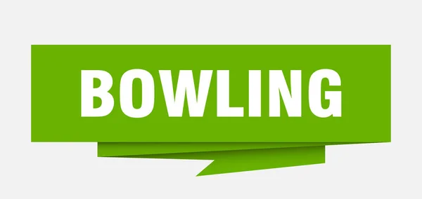 Signe Bowling Bowling Papier Origami Bulle Parole Étiquette Bowling Bannière — Image vectorielle