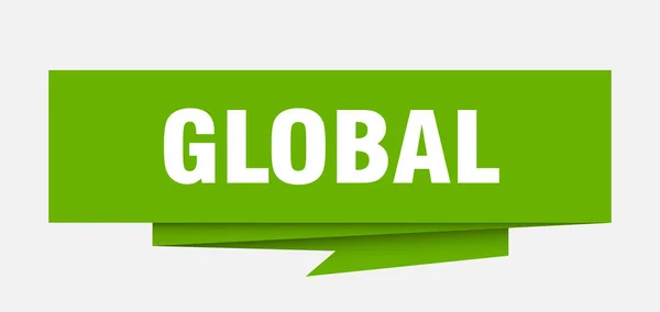 Sinal Global Bolha Discurso Origami Papel Global Tag Global Banner — Vetor de Stock