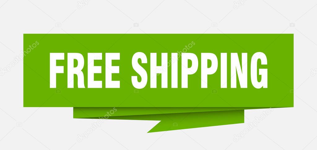 free shipping sign. free shipping paper origami speech bubble. free shipping tag. free shipping banner