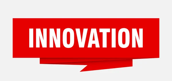 Segno Innovazione Innovazione Carta Origami Discorso Bolla Tag Innovazione Striscione — Vettoriale Stock