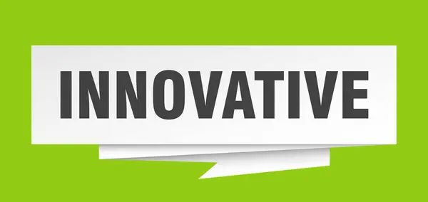 Innovatieve Teken Innovatieve Papieren Origami Tekstballon Innovatieve Tag Innovatieve Banner — Stockvector