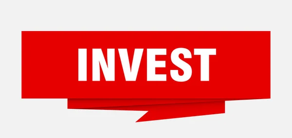 Investeren Teken Paper Origami Tekstballon Investeren Label Investeren Investeren Banner — Stockvector