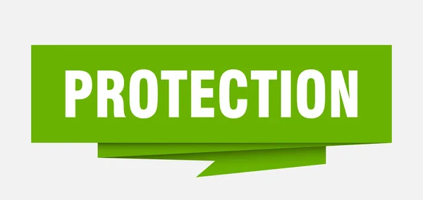 Señal Protección Papel Protección Origami Discurso Burbuja Etiqueta Protección Banner — Archivo Imágenes Vectoriales