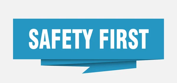 安全第一标志 安全第一纸折纸语音气泡 安全第一标签 安全第一横幅 — 图库矢量图片
