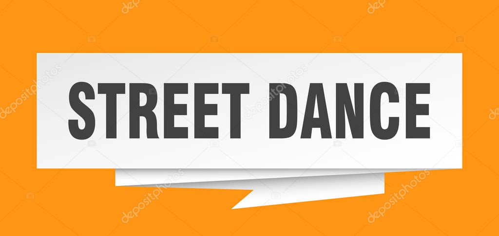 street dance sign. street dance paper origami speech bubble. street dance tag. street dance banner