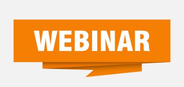 Webinar işareti. Webinar kağıt origami konuşma balonu. Webinar etiket. Webinar afiş
