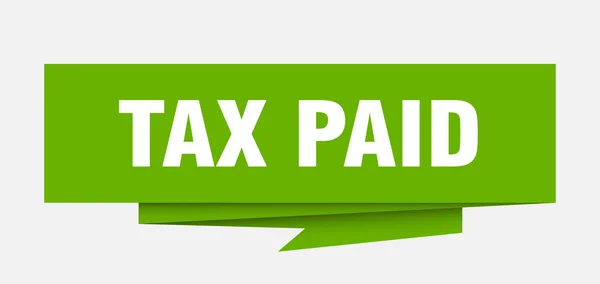 Taxe Payée Signe Bulle Discours Origami Papier Payé Impôt Étiquette — Image vectorielle