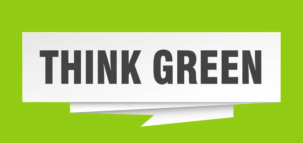 想绿色标志 思绿纸折纸语音泡沫 想绿色标签 认为绿色横幅 — 图库矢量图片
