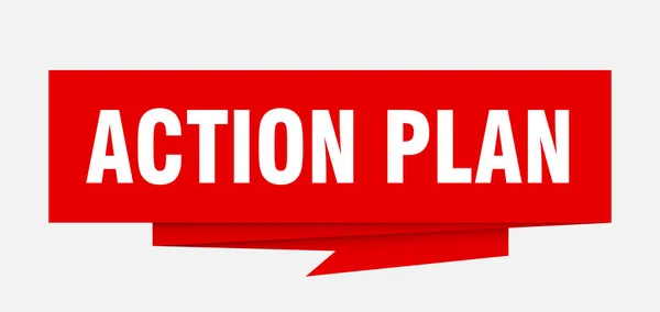 Plan Działania Znak Action Plan Papieru Origami Dymek Znacznik Plan — Wektor stockowy