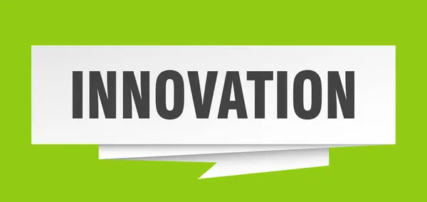 Segno Innovazione Innovazione Carta Origami Discorso Bolla Tag Innovazione Striscione — Vettoriale Stock