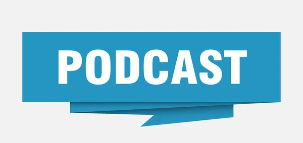 Podcast Teken Podcast Papieren Origami Tekstballon Label Podcast Podcast Banner — Stockvector