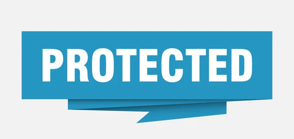 Signo Protegido Bolha Discurso Origami Papel Protegido Etiqueta Protegida Banner — Vetor de Stock