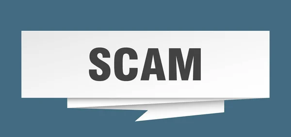 Scam Sign Kertas Scam Origami Gelembung Pidato Scam Tag Banner - Stok Vektor