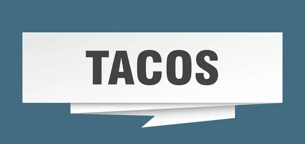Sinal Tacos Tacos Papel Origami Fala Bolha Etiqueta Tacos Banner — Vetor de Stock