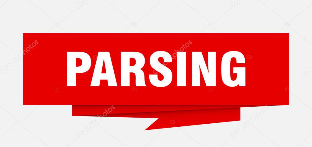 parsing sign. parsing paper origami speech bubble. parsing tag. parsing banner
