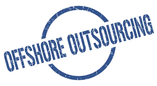 Outsourcing Offshore Sello Redondo Azul — Vector de stock