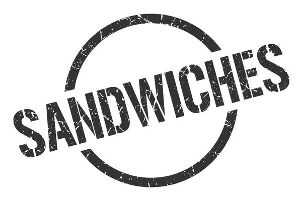 Sándwiches Negro Redondo Sello — Vector de stock