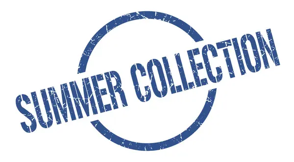 Sommerkollektion Blaue Runde Briefmarke — Stockvektor