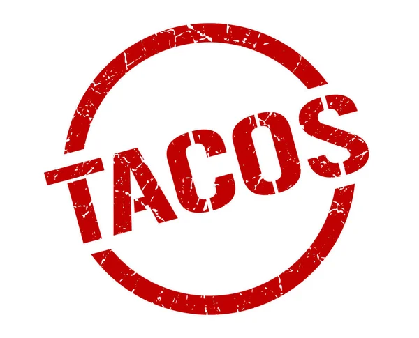 Taco Kırmızı Pul Yuvarlak — Stok Vektör