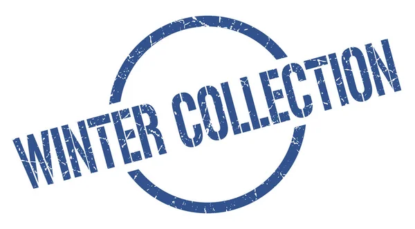 Winterkollektion Blaue Runde Briefmarke — Stockvektor