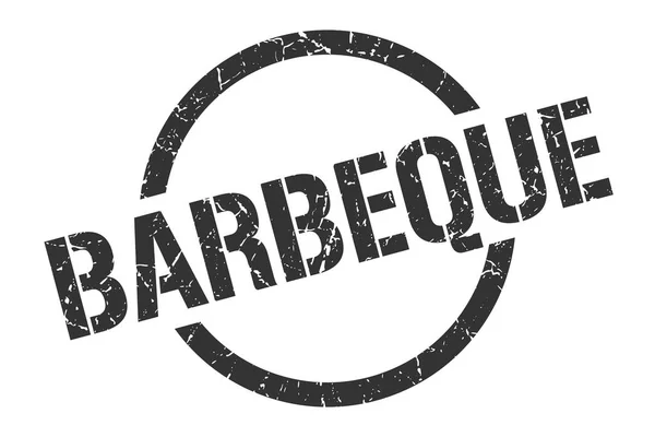 Timbre Rond Noir Barbecue — Image vectorielle