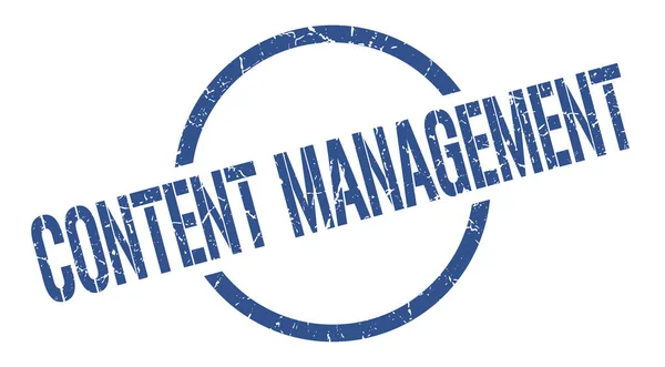 Content Management Blauer Rundstempel — Stockvektor