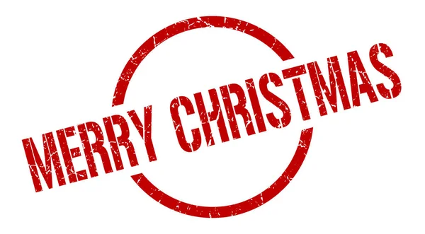 Joyeux Noël Timbre Rond Rouge — Image vectorielle