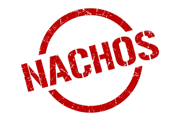 Nachos Röd Rund Stämpel — Stock vektor