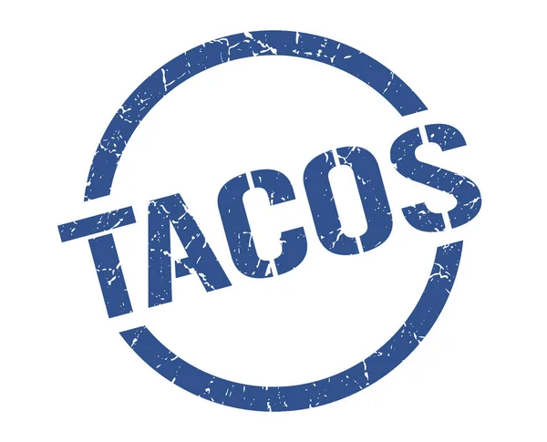 Taco Blauwe Ronde Stempel — Stockvector