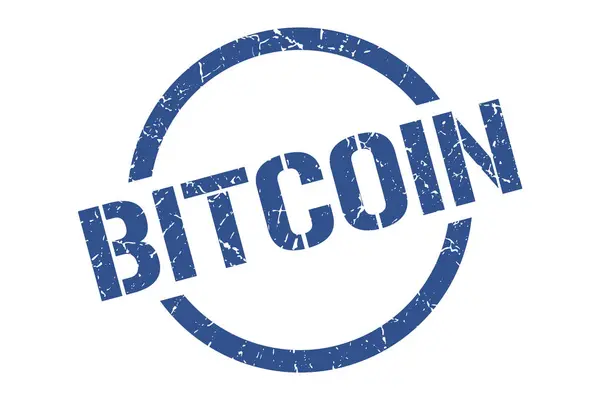 Bitcoin ブルー ラウンド スタンプ — ストックベクタ