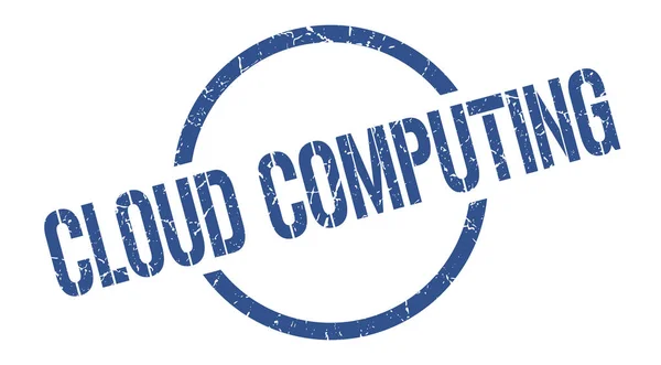 Cloud Computing Timbre Rond Bleu — Image vectorielle
