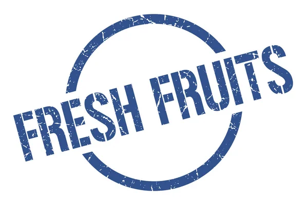Φρέσκα Φρούτα Μπλε Στρογγυλή Σφραγίδα — Διανυσματικό Αρχείο