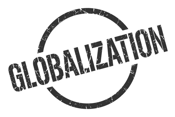 Globaliseringen Svart Rund Stämpel — Stock vektor