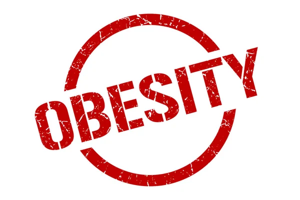 Obezite Kırmızı Yuvarlak Damga — Stok Vektör