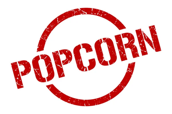 Popcorn Rode Ronde Stempel — Stockvector