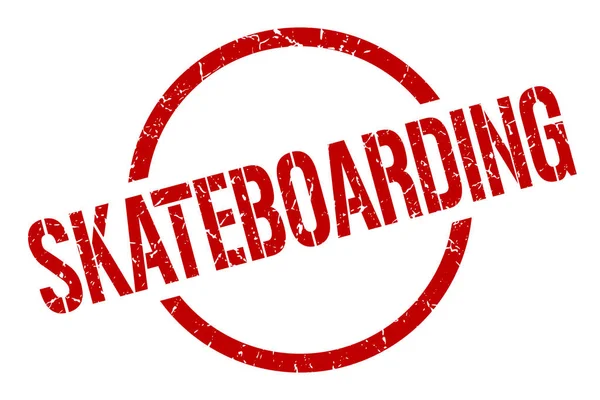 Skateboard Timbre Rond Rouge — Image vectorielle