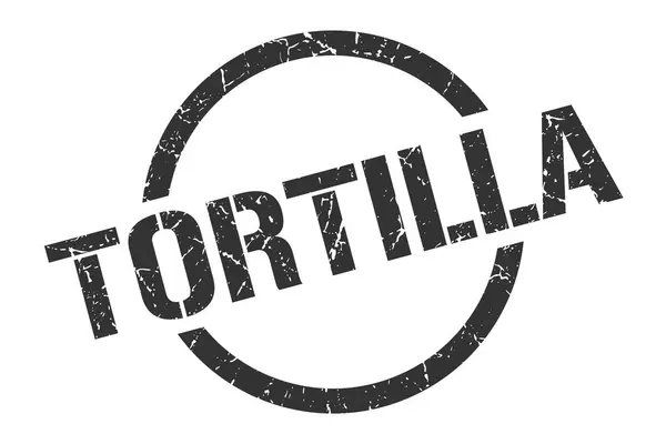 Tortilla Czarny Okrągły Znaczek — Wektor stockowy