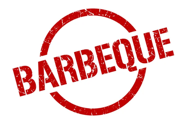 Timbre Rond Rouge Barbecue — Image vectorielle