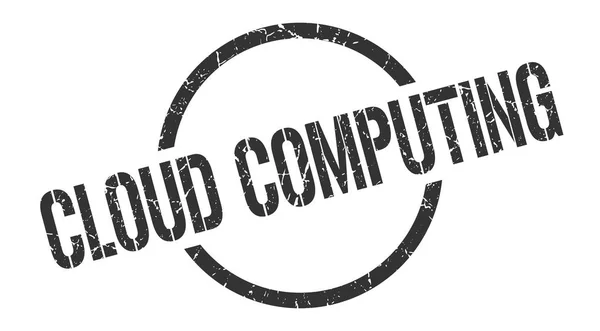 Cloud Computing Noir Rond Timbre — Image vectorielle