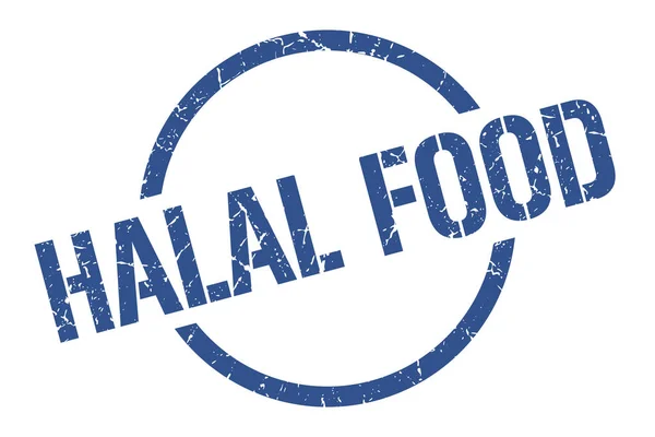 Halal Cibo Blu Timbro Rotondo — Vettoriale Stock