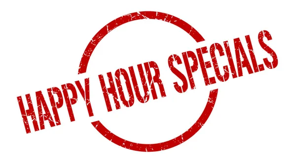 Happy Hour Specials Rode Ronde Stempel — Stockvector