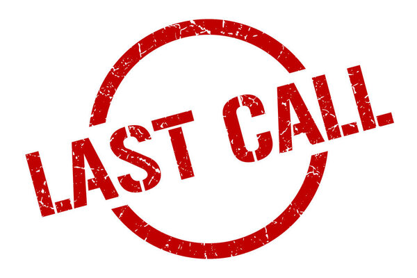 last call red round stamp