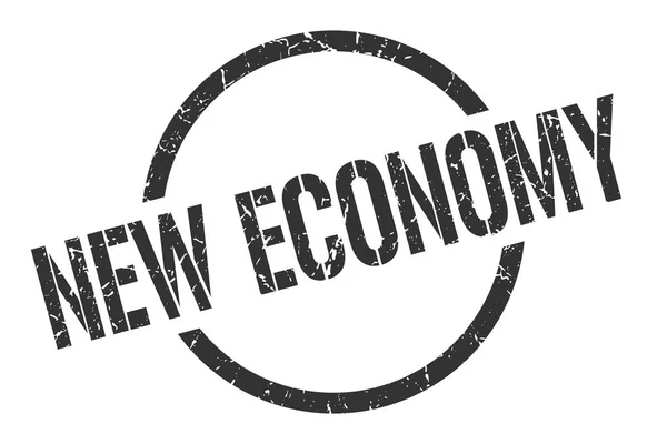 Nova Economia Carimbo Redondo Preto —  Vetores de Stock