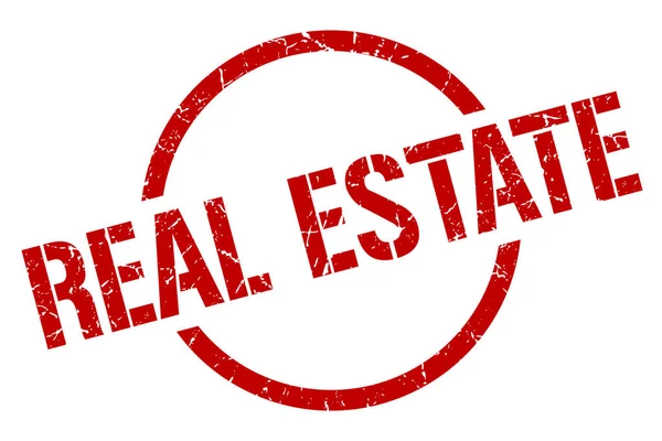 Real Estate Červené Kulaté Razítko — Stockový vektor