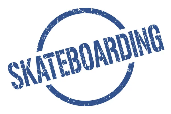 Skateboard Timbre Rond Bleu — Image vectorielle