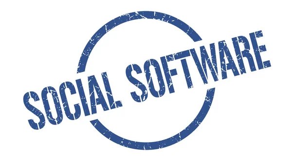 Software Social Sello Redondo Azul — Vector de stock