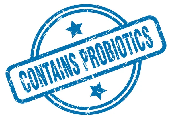 Contiene sello grunge probióticos — Vector de stock
