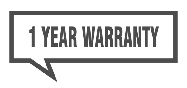 1 year warranty sign. 1 year warranty square speech bubble. 1 year warranty — Stock Vector